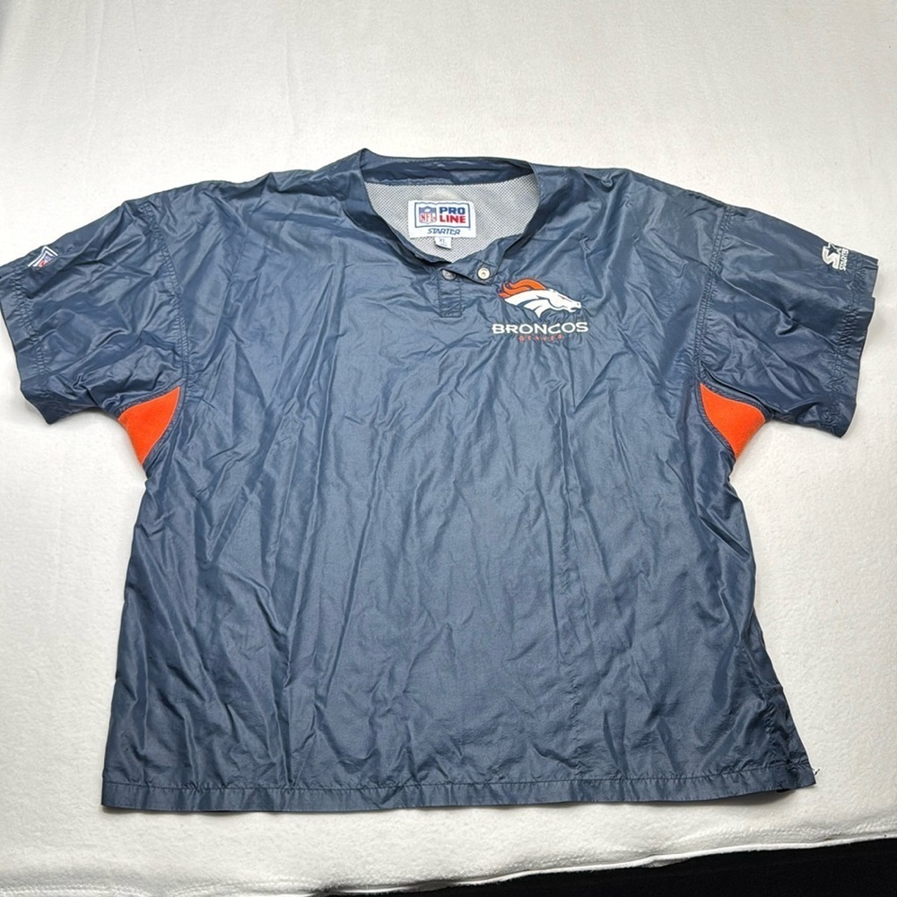Vintage Denver Broncos Starter Jacket men’s size XL blue orange short sleeve